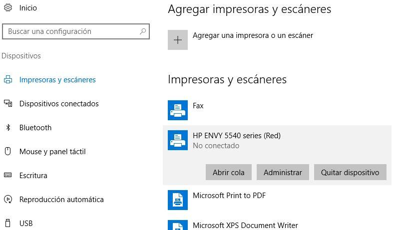 Opciones para eliminar la impresión de un documento en Windows 10
