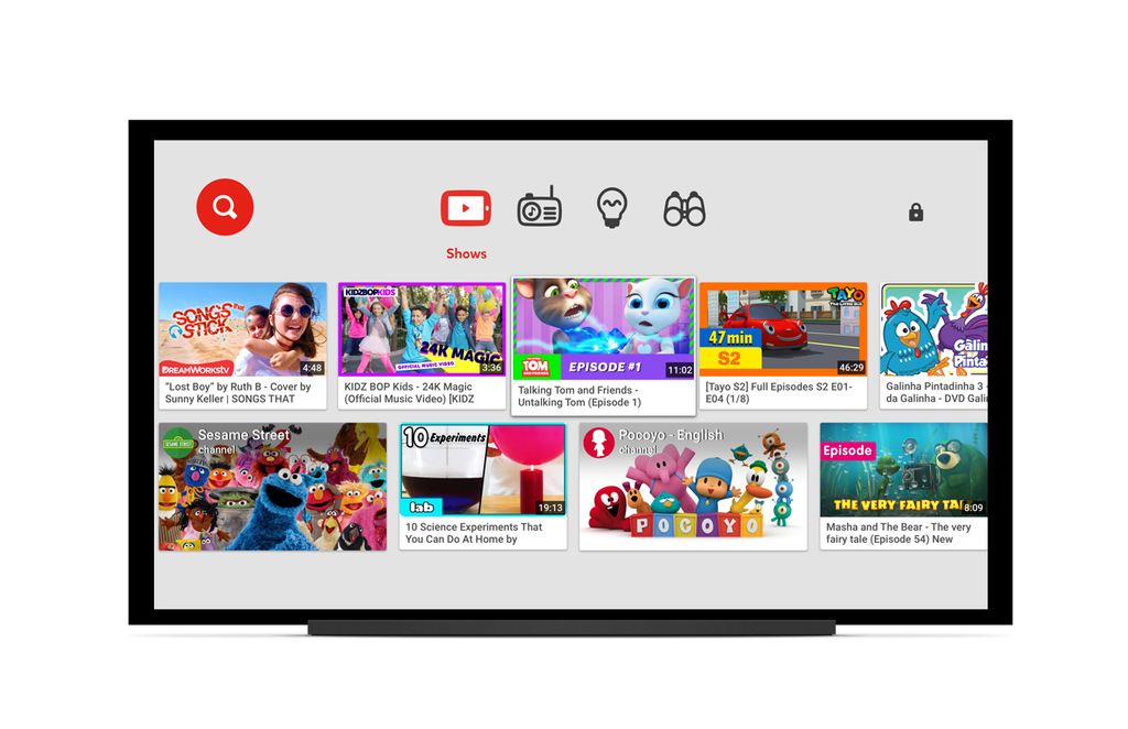 Ejecución de YouTube Kids en un Smart TV