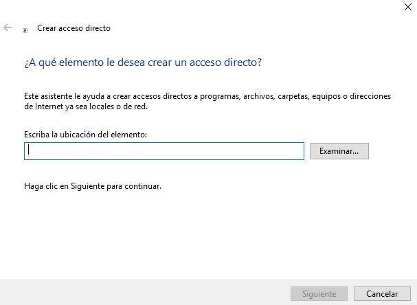 Creación de acceso directo en Windows 10 Creators Update 