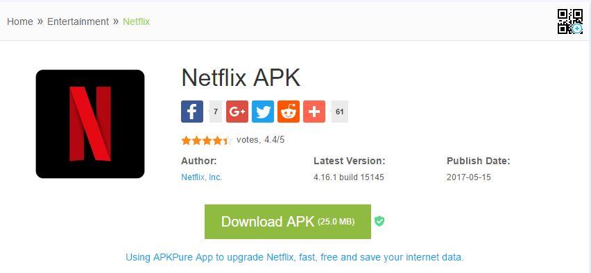Aplicación Netflix en APK Pure