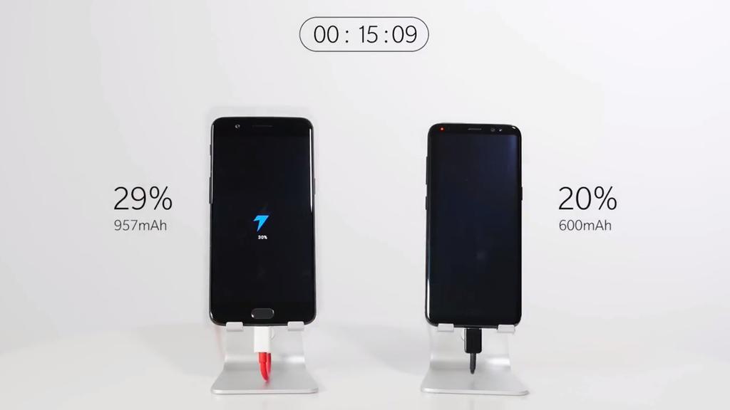 Carga comparada del OnePlus 5 con el Galaxy S8
