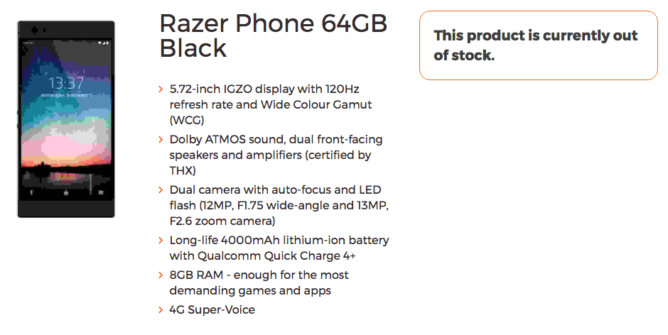 Características Razer Phone