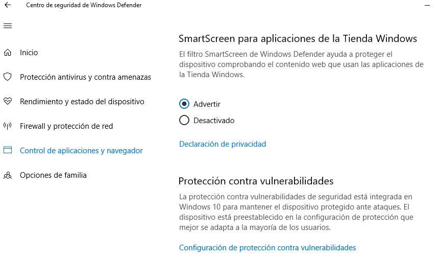 Control de vulnerabilidades en Windows Defender