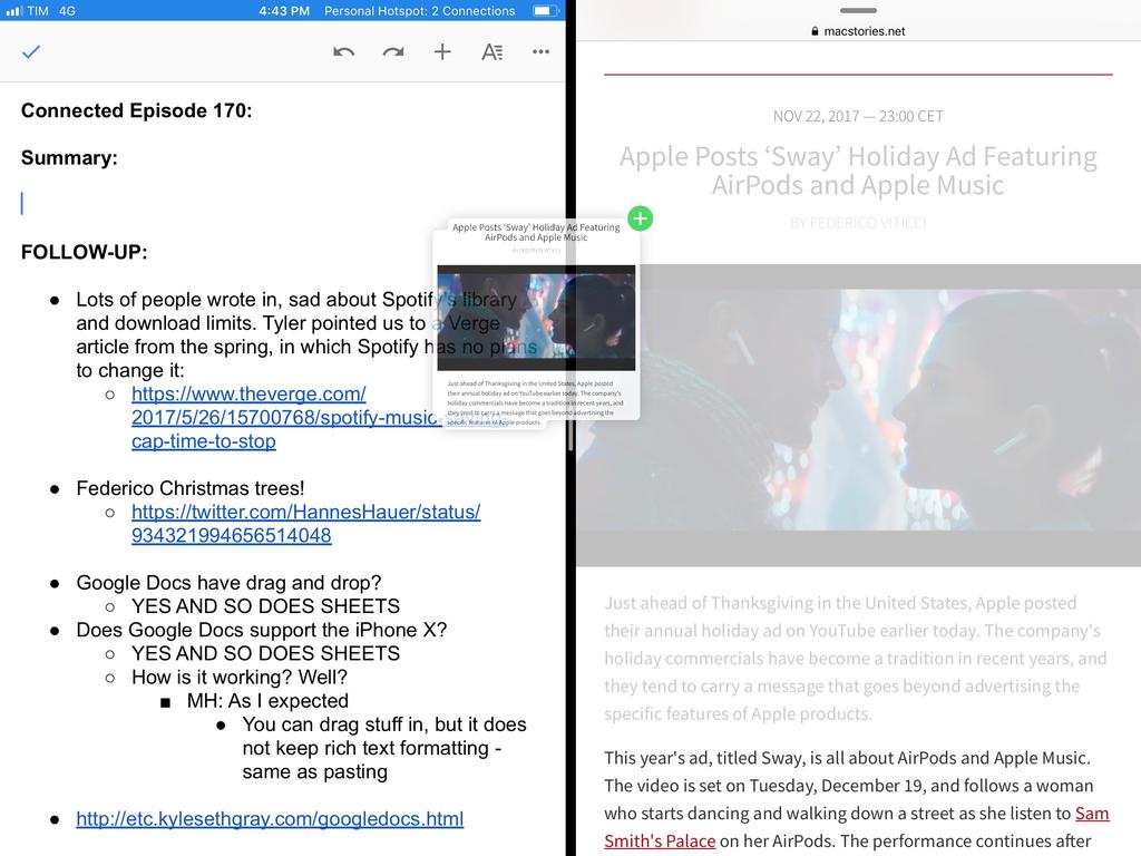 Arrastrar y soltar en iPad con Google Docs