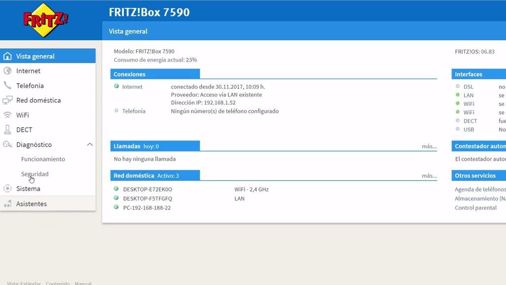 Softwre de configuración del FRITZ!Box 7590