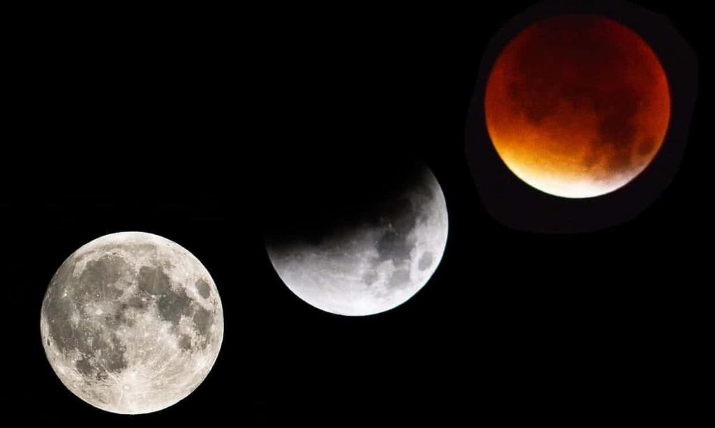 Superluna, luna azul y luna roja
