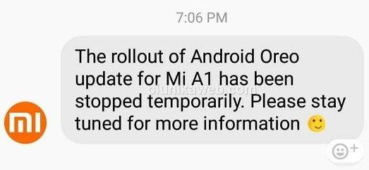 Actualización Android Oreo Xiaomi Mi A1 detenida