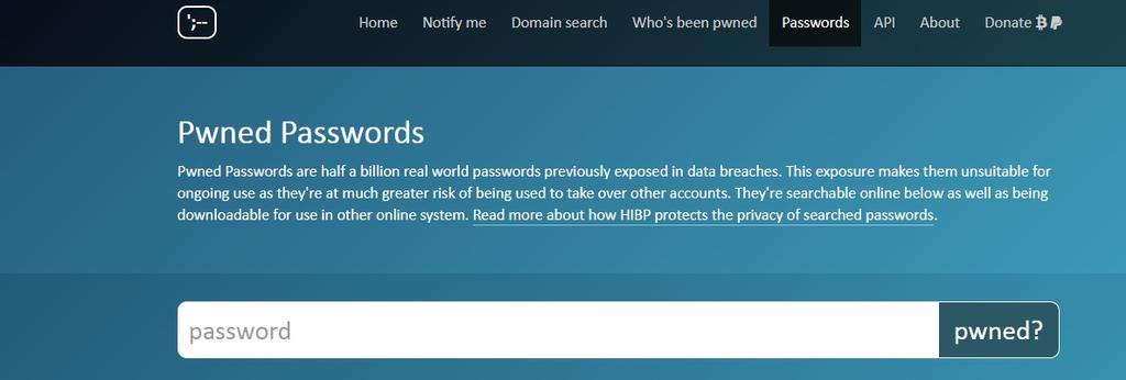 Interfaz de Pwned Password