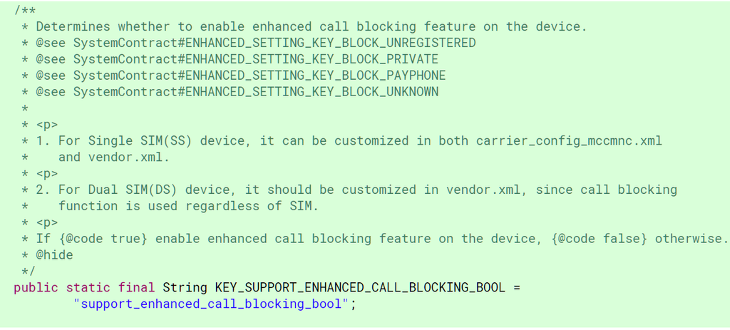 Código bloqueo llamadas en Android P