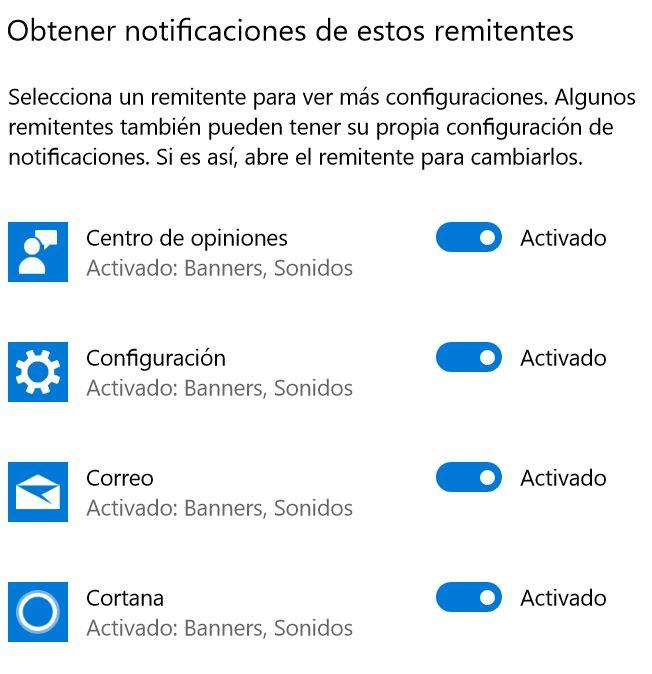Desactivar notificaciones de aplicación en Windows 10