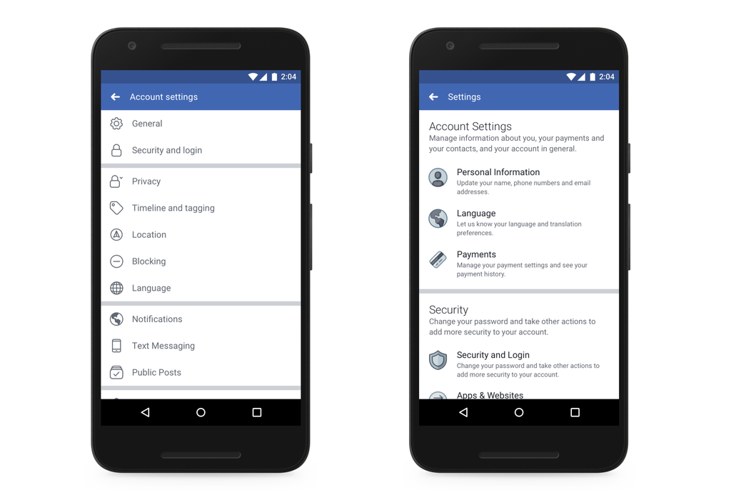 Nuevas opciones privacidad en cliente Facebook smartphones
