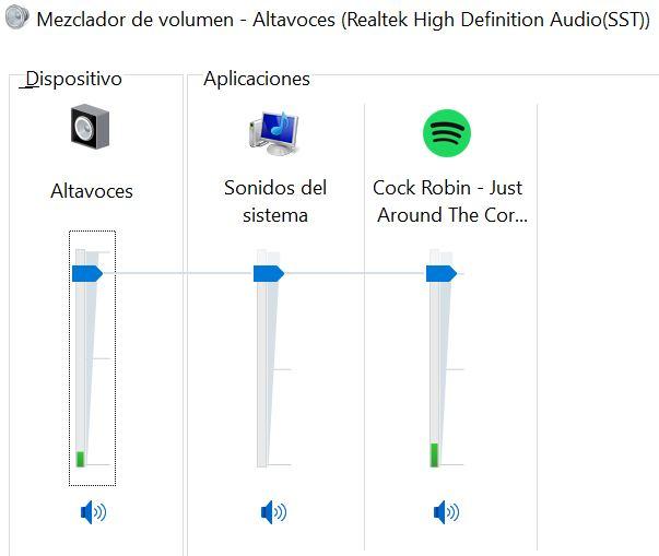 Mezclador de sonido en Windows 1o