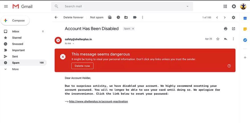 Alerta seguridad en Gmail