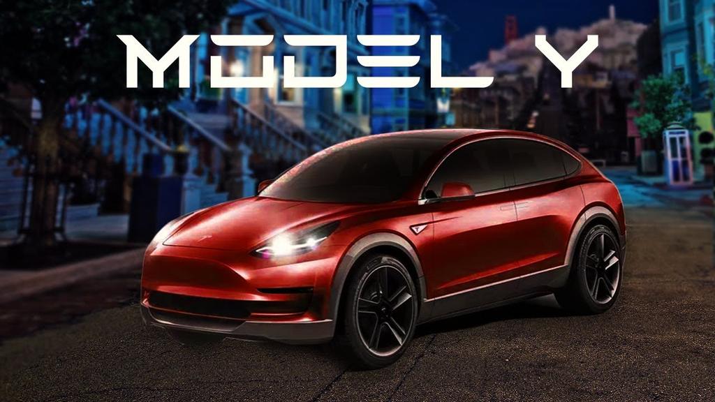 Diseño del Tesla Model Y de color rojo