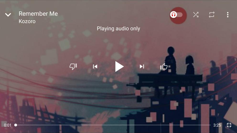 Interfaz a pantalla completa del futuro servicio YouTube Music