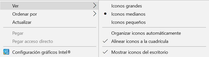 tamaños iconos en Windows 10