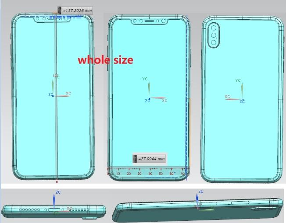 Diseño del iPhone 2018 con pantalla de ,5 pulgadas
