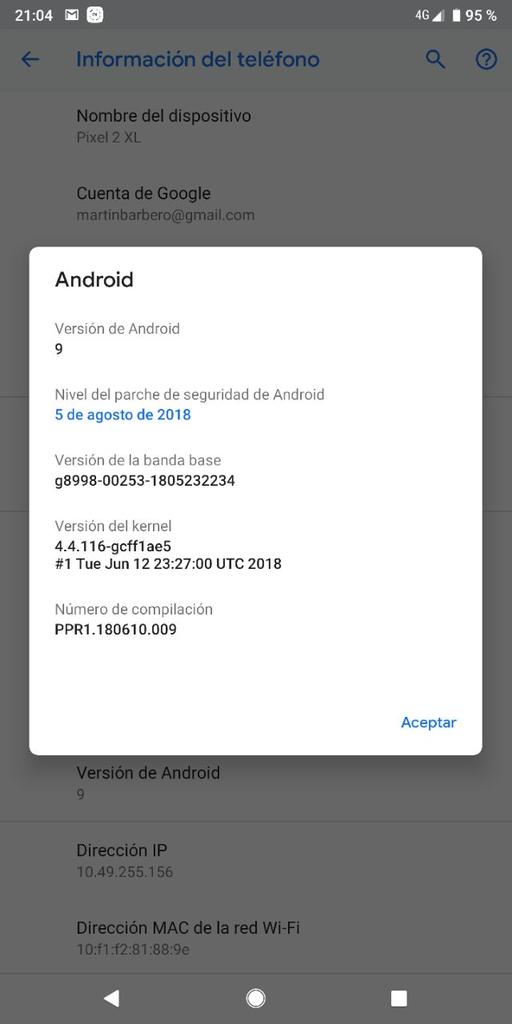Android 9 Pie en Pixel 2 XL