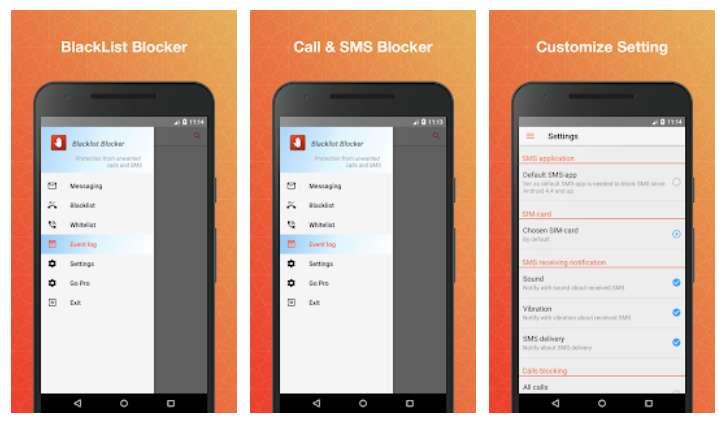 Aplicación Blacklist Pro - Call & SMS Blocker (Ad Free)