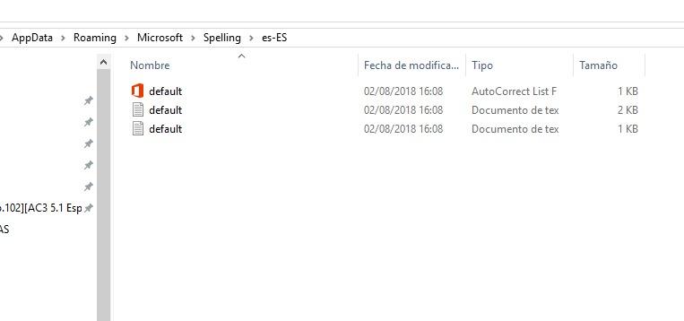 Editar el archivo del diccionario en Windows 10