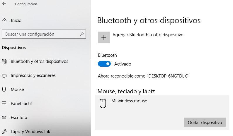Eliminar dispositivo Bluetooth en Windows 10