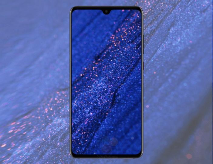 Imagen frontal del Huawei Mate 20 con fondo azul