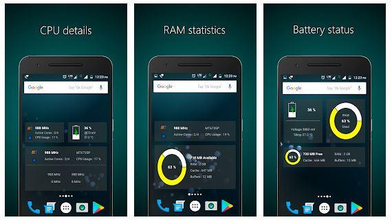 Aplicación gratis Android Widgets - CPU | RAM | Battery