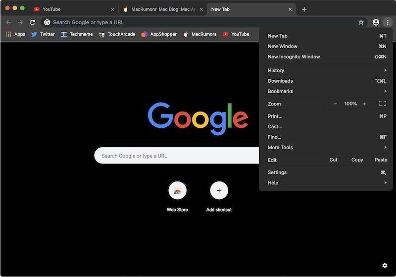 Modo oscuro en Google Chrome para macOS
