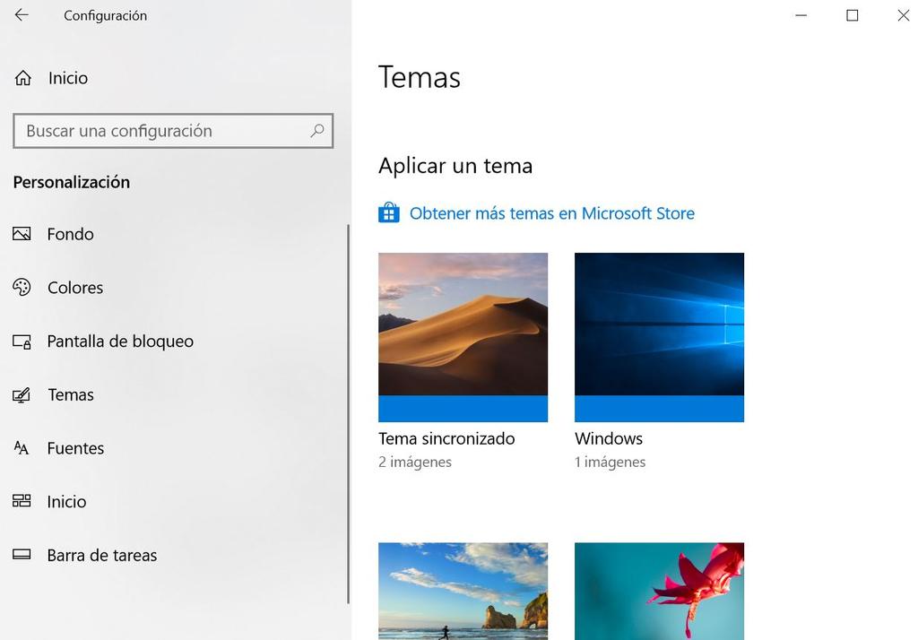 Seleccionar temas fondo pantalla en Windows 10