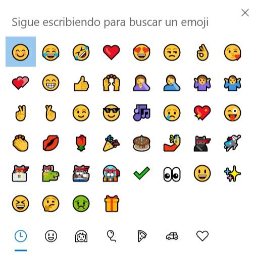 panel emojis en Windows 10
