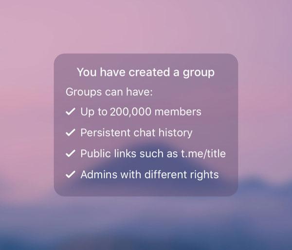 Nuevo tamaño de los grupos en Telegram 5.2