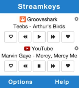 Uso de los botones de la extensión Streamkeys de Google Chrome