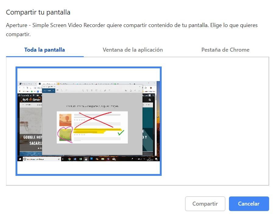 Grabar con Aperture - Simple Screen Video Recorder para Google Chrome