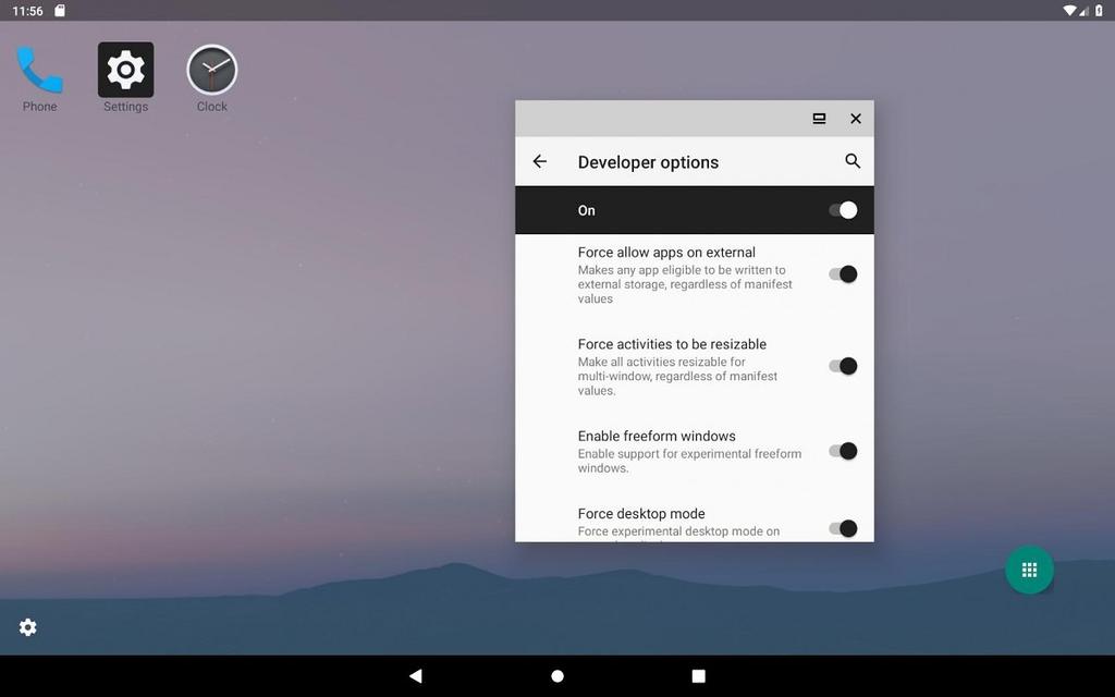 Modo escritorio en Android Q con Opciones de desarrollador