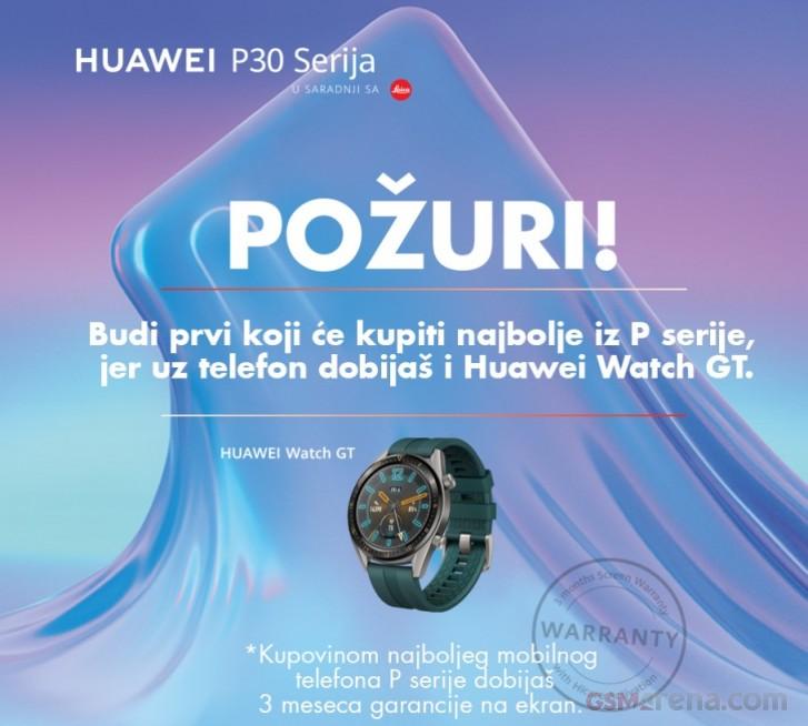 Anuncio de regalo de smartwatch con los Huawei P30