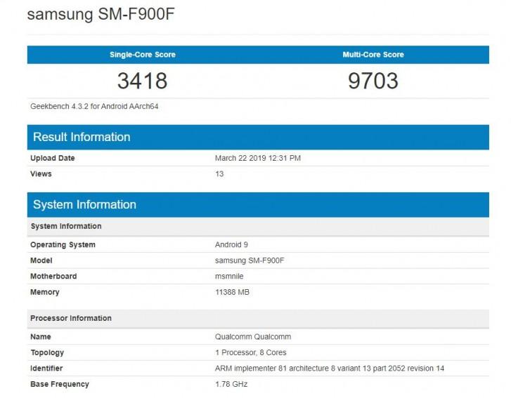 Resultados en Geekbench del Samsung Galaxy Fold