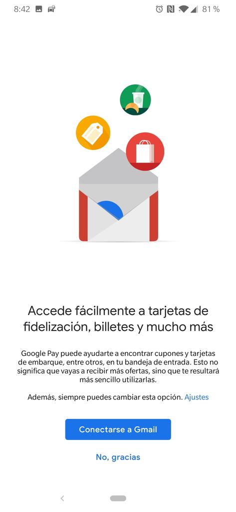 Aviso de sincronización de Google Pay con Gmail