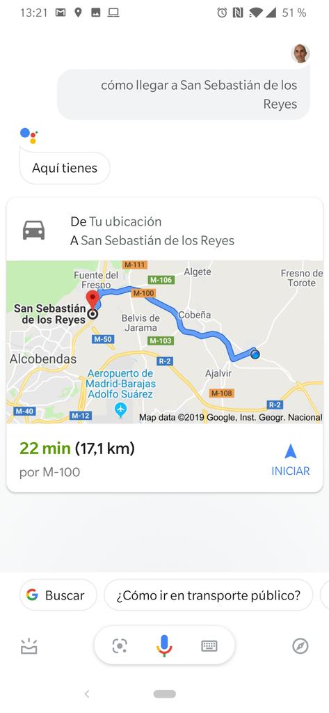Ruta con Maps con el asistente de Google