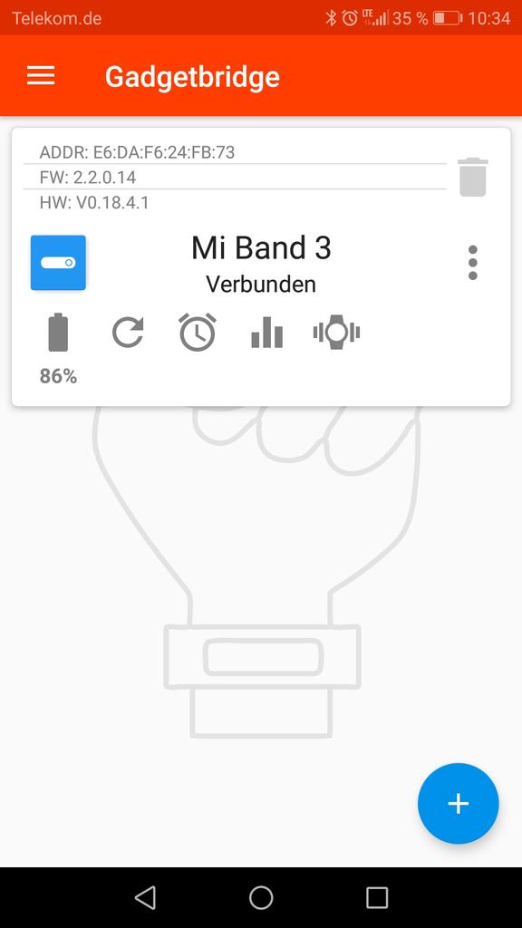 Aplicación GadgetBridge para Xiaomi Mi Band 3
