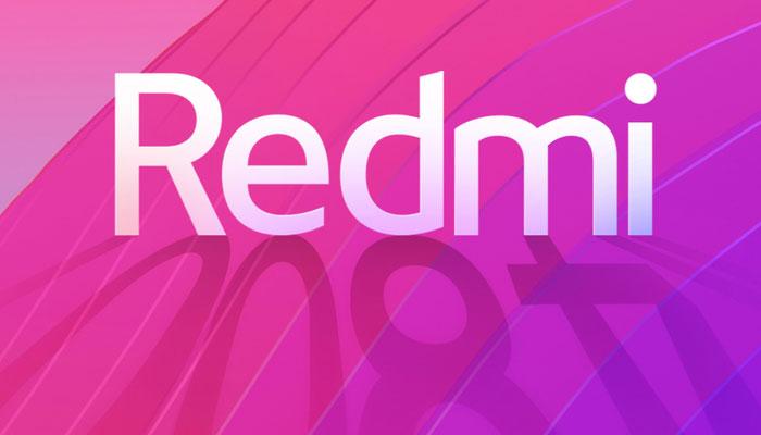 Logotipo de Redmi con fondo de color rosa