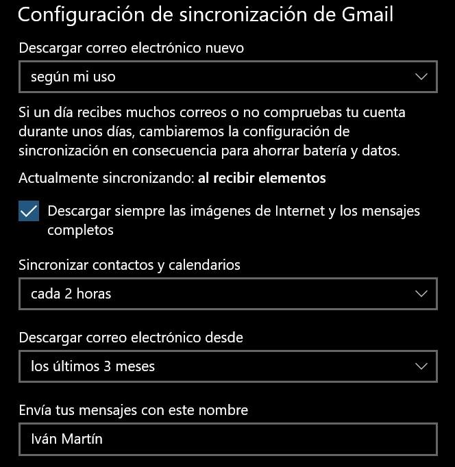 Configuraciones avanzadas en Mail de Windows 10