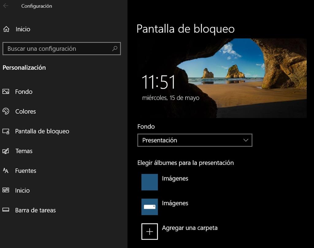Pantalla bloqueo Windows 10 imágenes