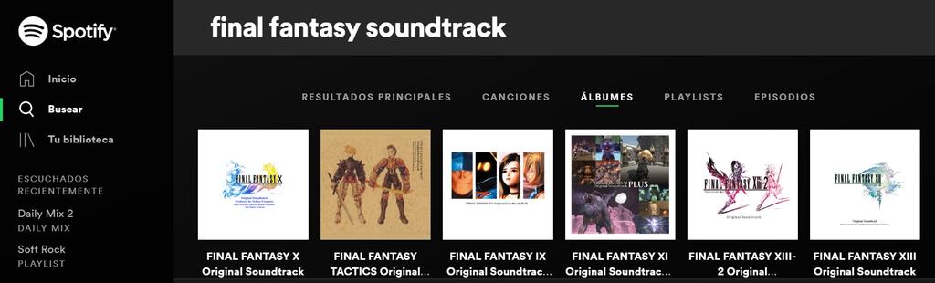 Bandas sonoras de Final Fantasy en Spotify