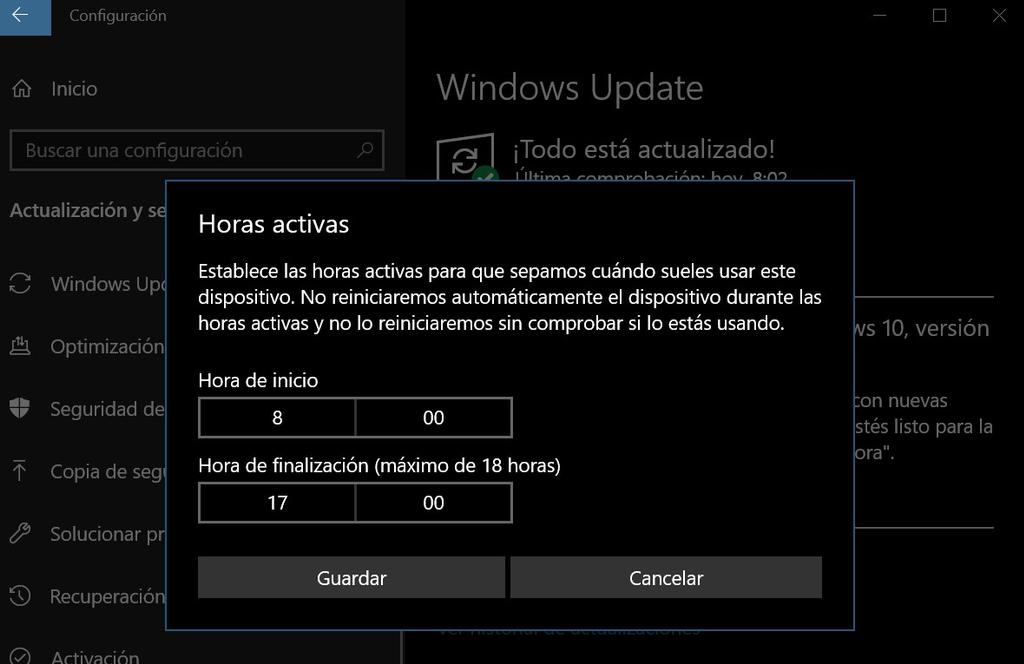 Horas activas en Windows 10