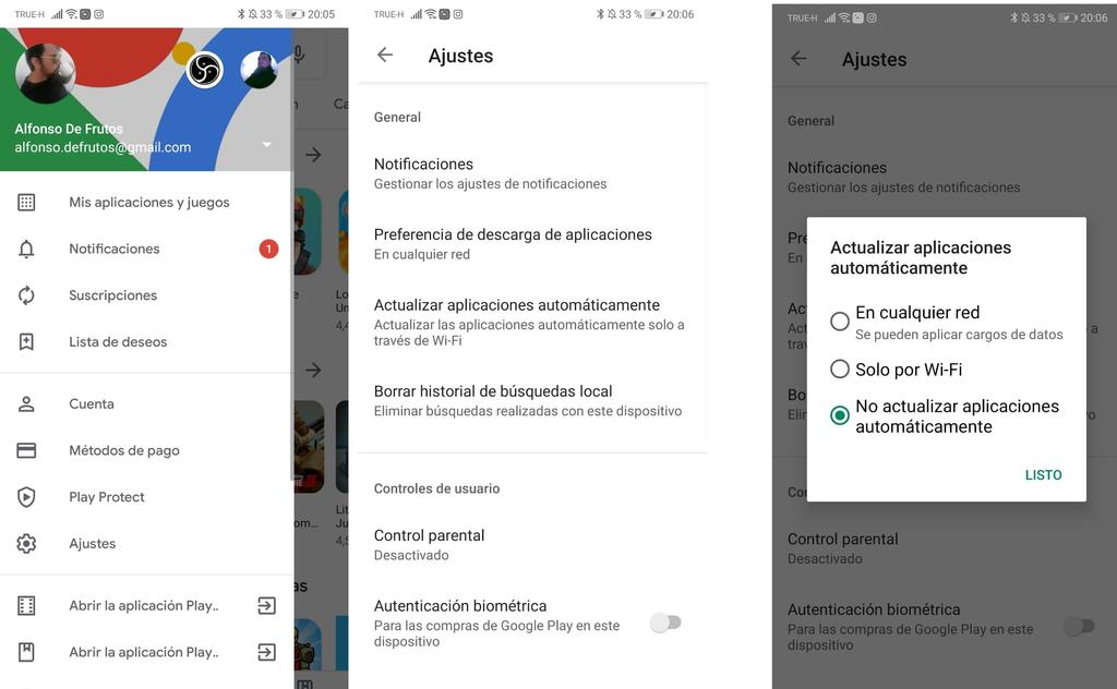 Interfaz de Google Play