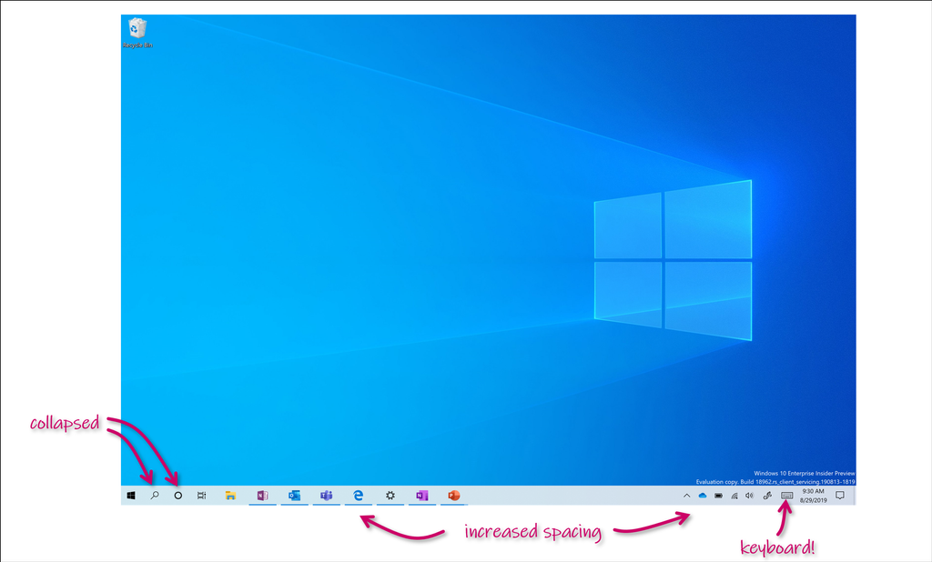 Nuevo escritorio Modo tablet en Windows 10