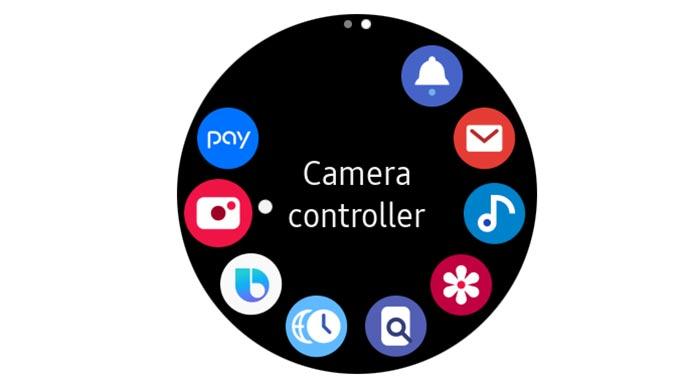Interfaz Samsung Galaxy Watch Active con el Camera Controller