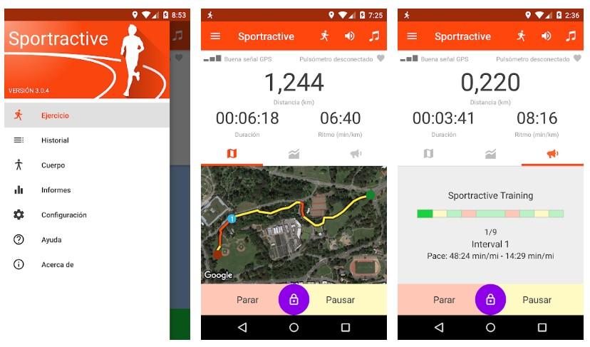 Aplicación Sportractive Correr y Caminar