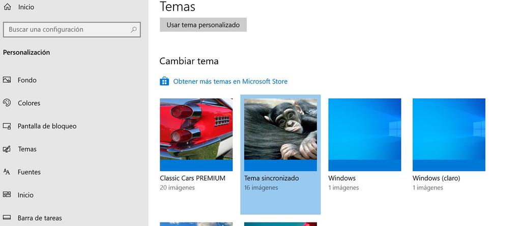 Uso temas en Windows 10